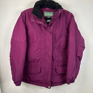 VTG LL Bean Women's Petite Berry‎ Purple Winter Ski Coat Jacket Hooded Outerwear
